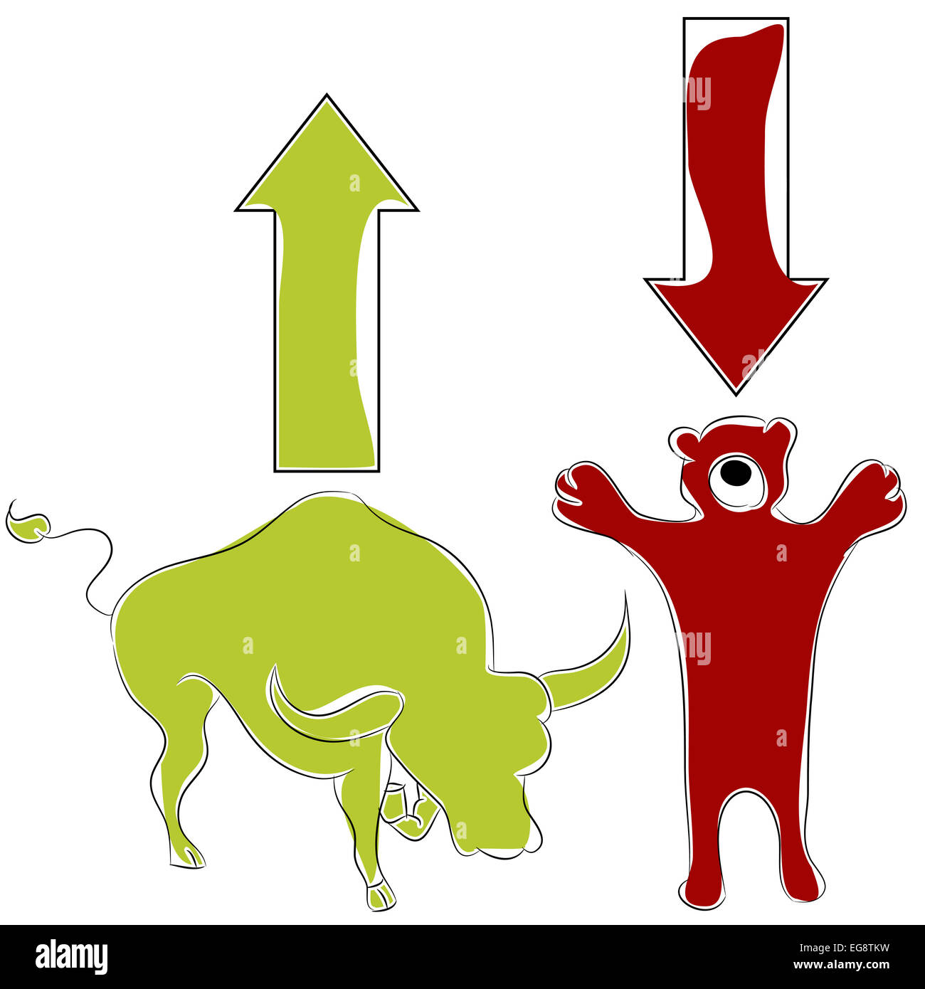 An image of bull bear stock market animal symbols. Stock Photo