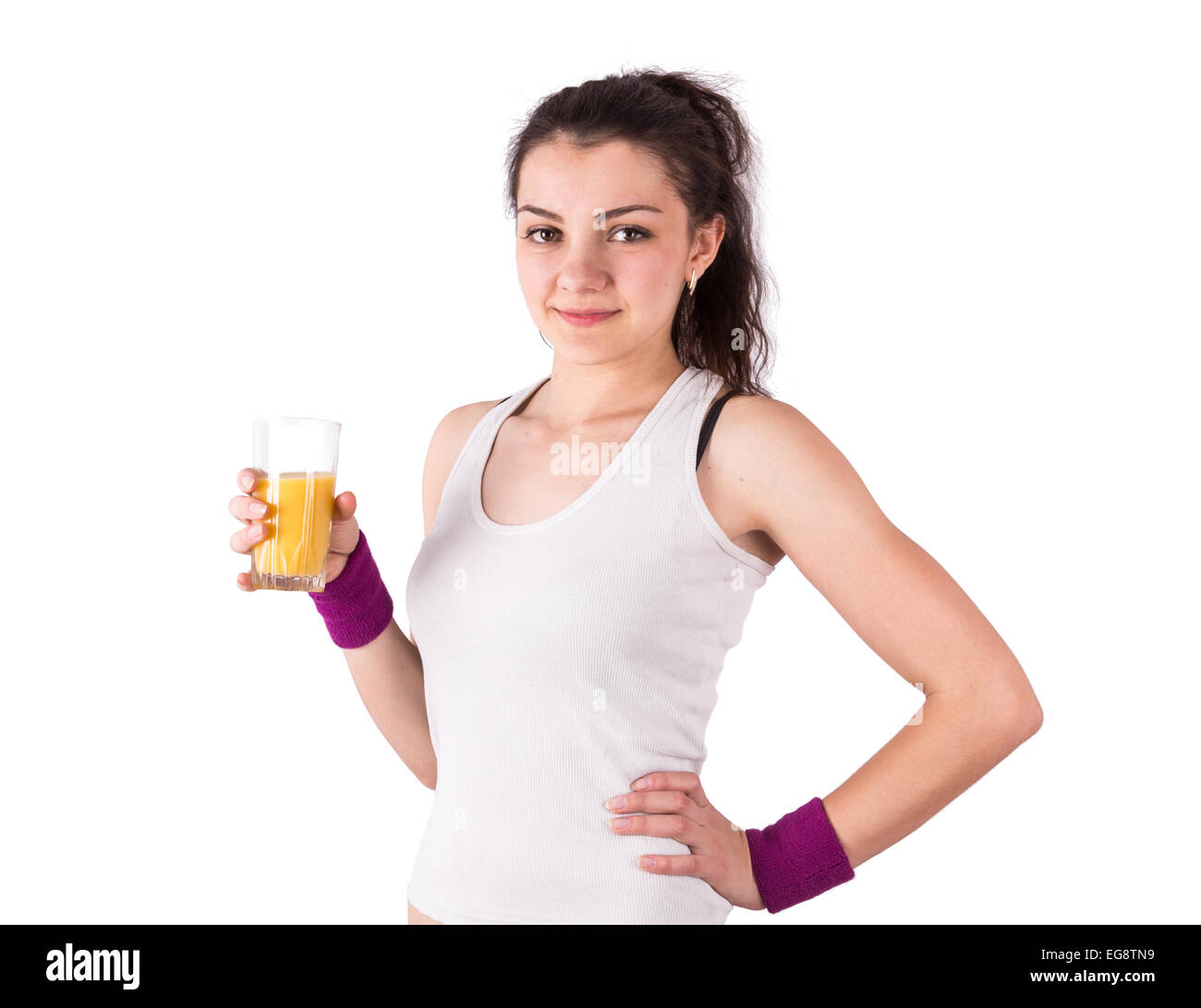 woman juice sport isolated on white background Stock Photo Alamy