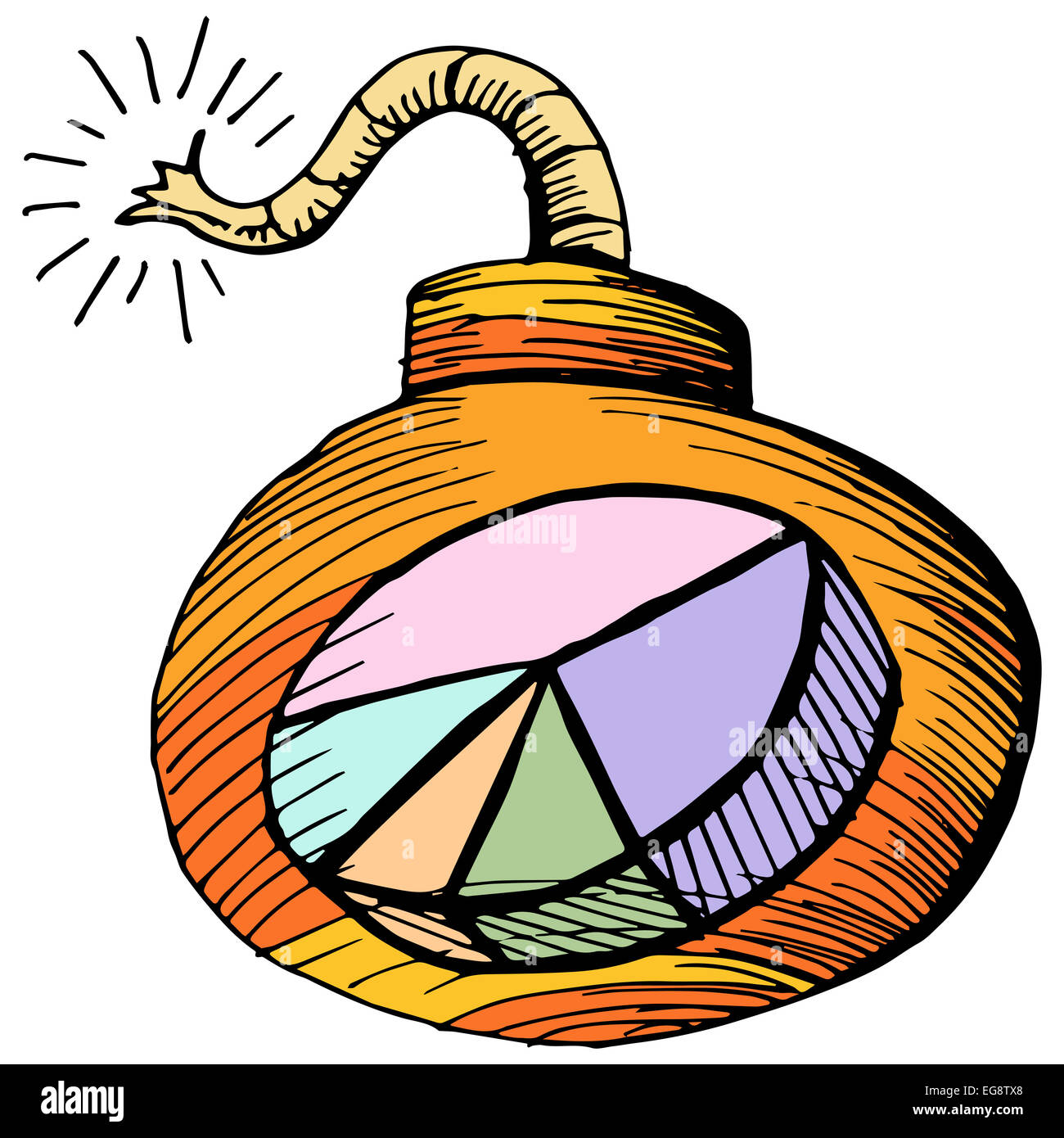 An image of an pie chart investment bomb. Stock Photo