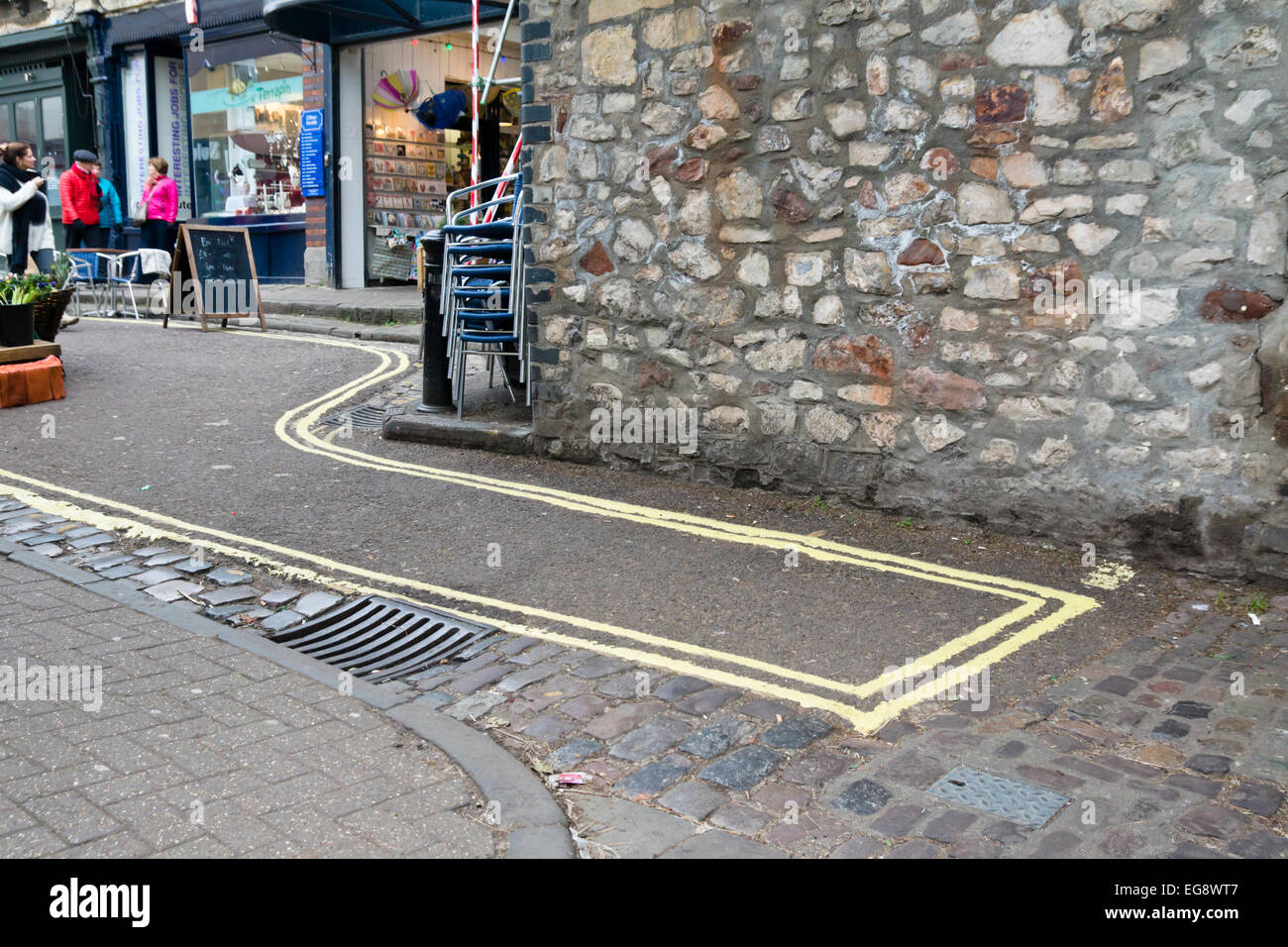 Odd Double Yellow Lines in Clifton Bristol England UK Stock Photo