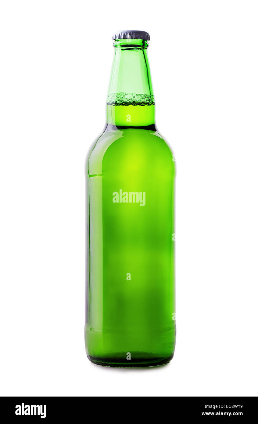 beer bottle green isolated white background Stock Photo Alamy