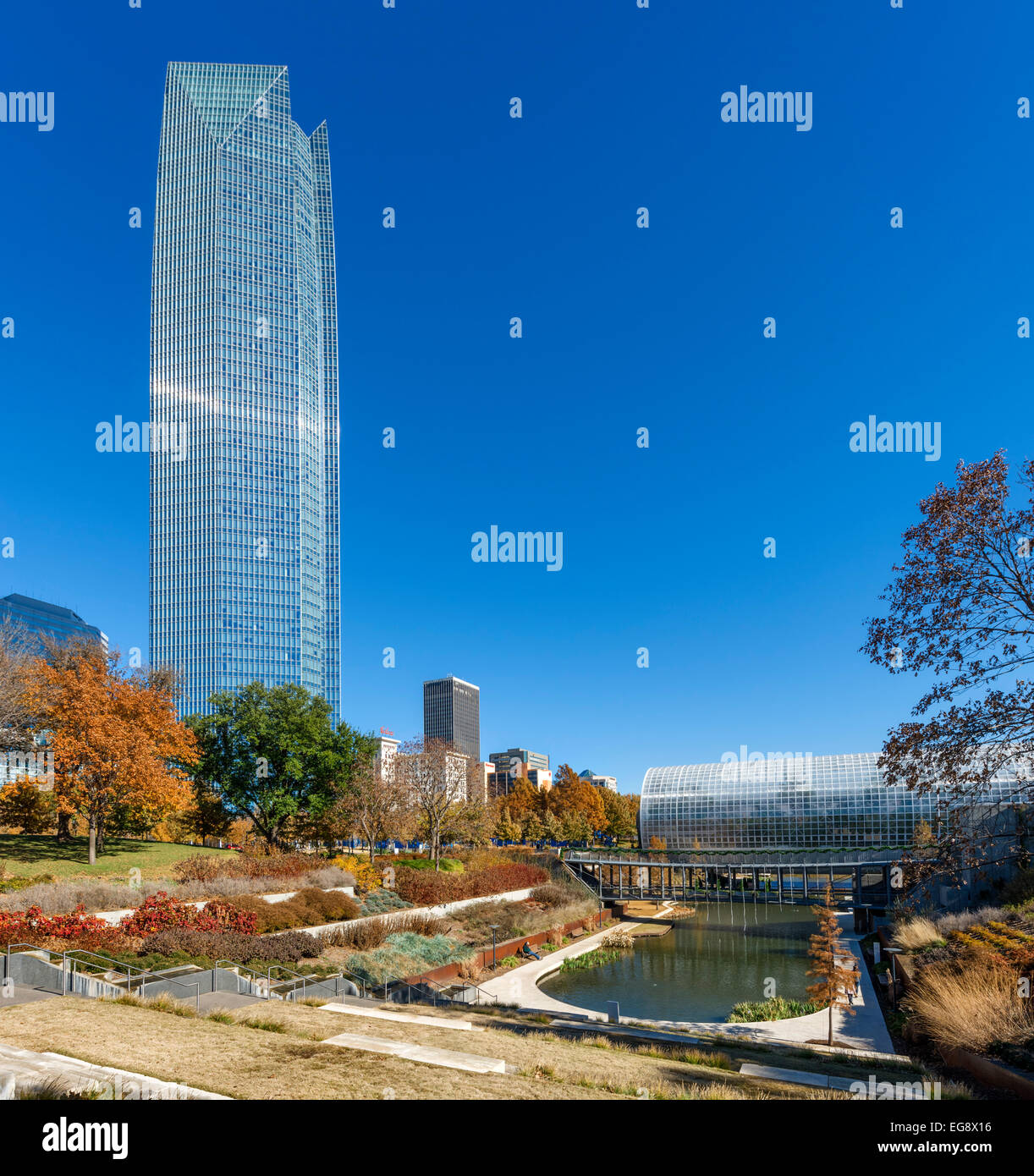 Downtown And The Devon Tower From The Myriad Botanical Gardens With The 