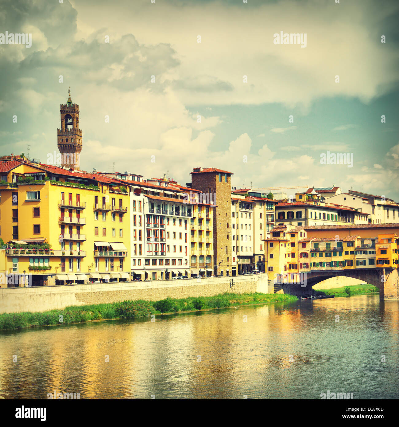 View of  Florence near Ponte Vecchio bridge, Italy Stock Photo