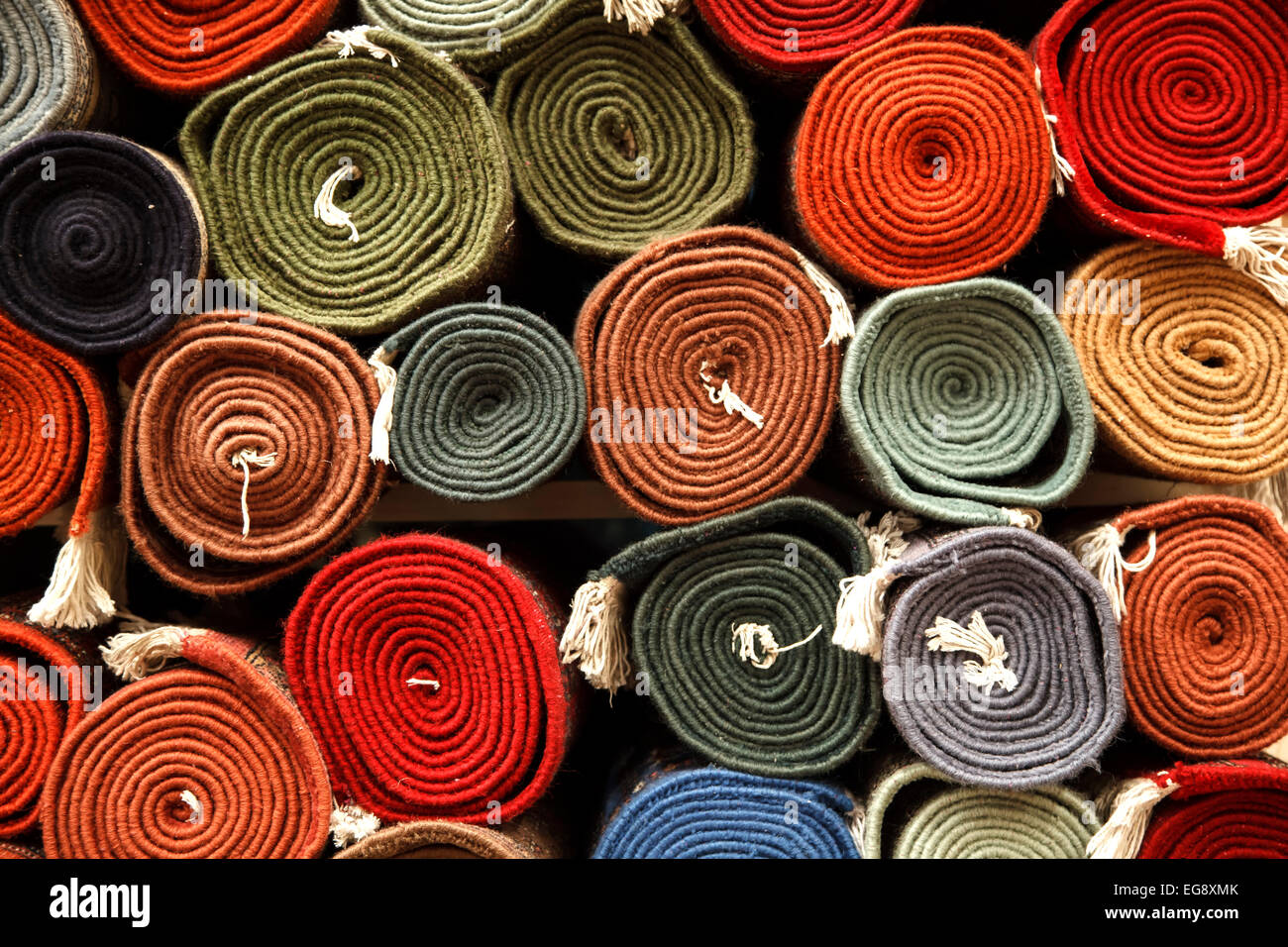 Carpet rolls, Jaipur, Rajasthan, India Stock Photo