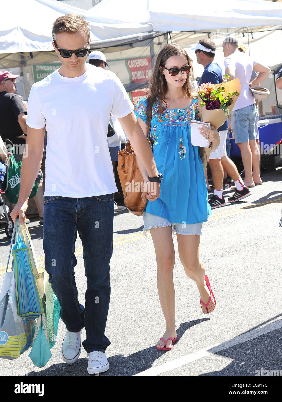 Summer Glau spends a sunny summers day at the Farmers Market with her boyfriend Featuring: Summer Glau Where: Los Angeles, California, United States When: 17 Aug 2014 Stock Photo