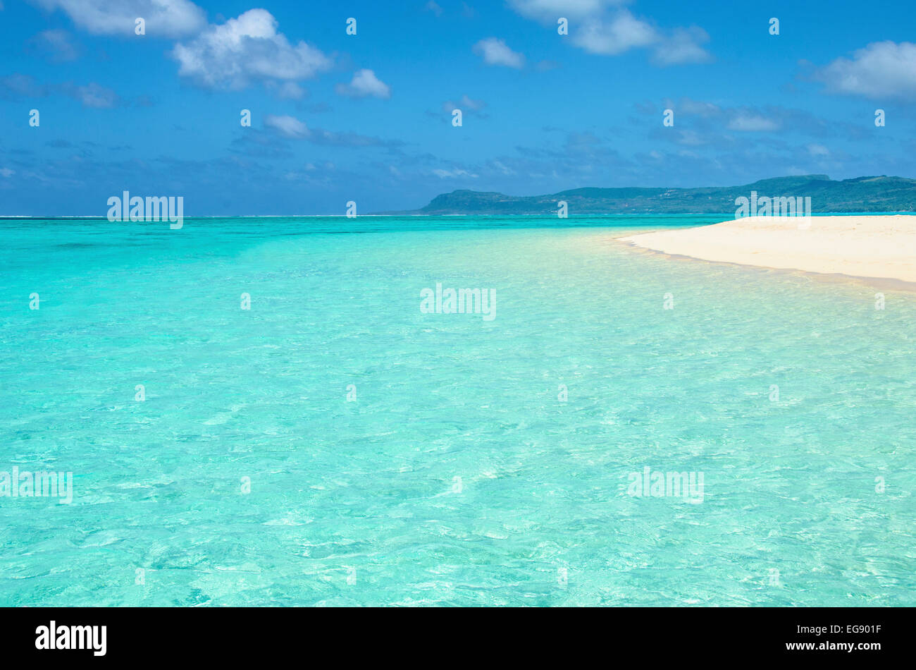 Beautiful white sand beach in the Northern Mariana Islands, Micronesia. Stock Photo