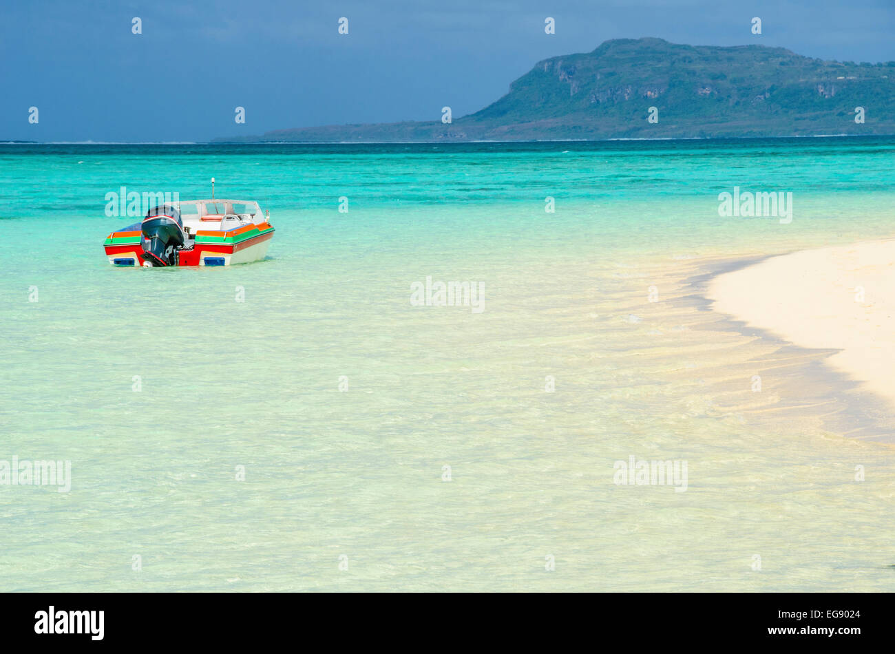Motor boat paradise in the Northern Mariana Islands. Stock Photo
