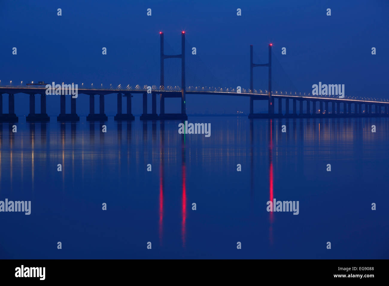Second Severn Crossing at dusk. February 2015 Stock Photo