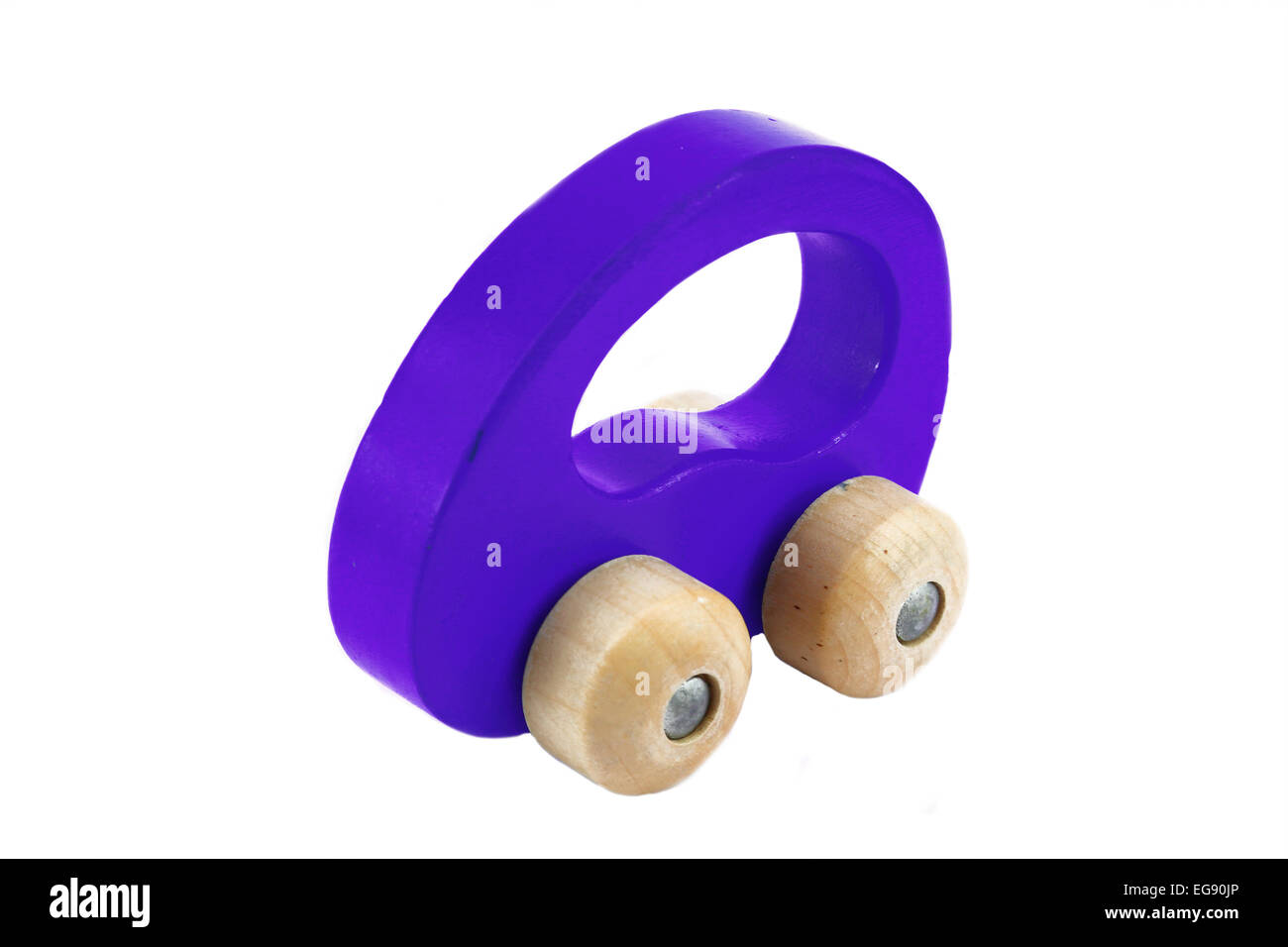 purple wooden toy car isolated on white background Stock Photo - Alamy