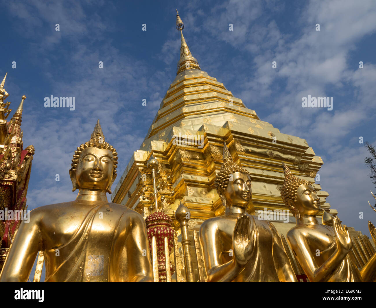 Golden Stuppa at Doi Suthep Temple, Chiang Mai, Thailand Stock Photo