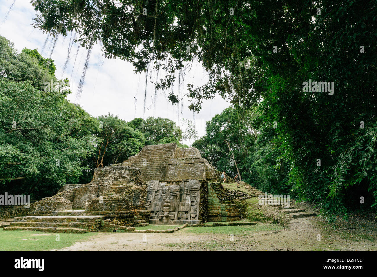 Mask Temple, Lamanai, Belize Stock Photo