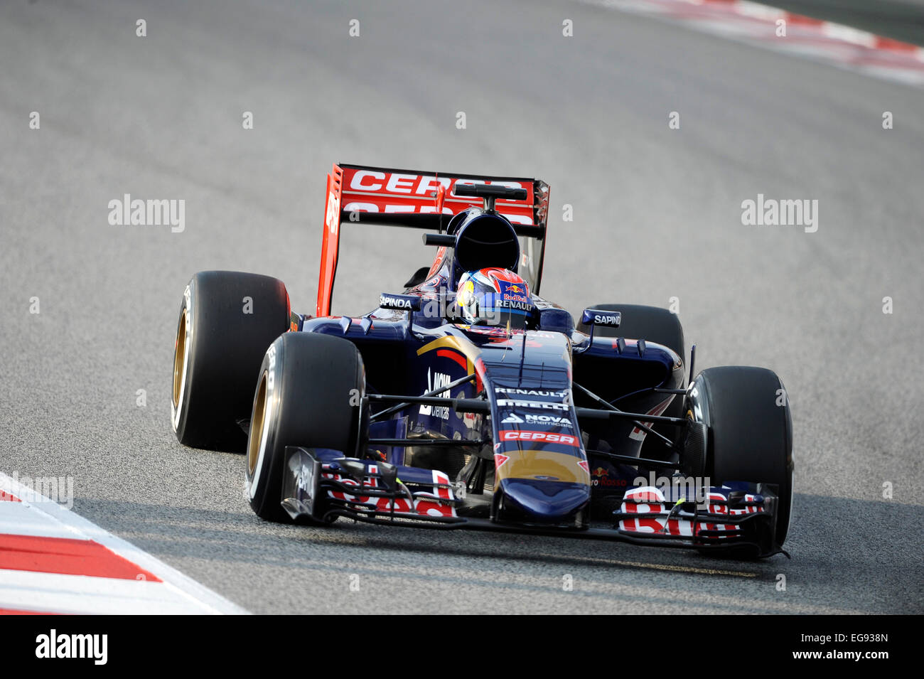 Barcelona, Spain. 19th Feb, 2015. Circuit de Catalunya racetrack, Montmelo near Barcelona, 19.-22.2.2015, Formula 1 Winter Tests  -- Max Verstappen (NED), Toro Rosso STR10 Credit:  kolvenbach/Alamy Live News Stock Photo