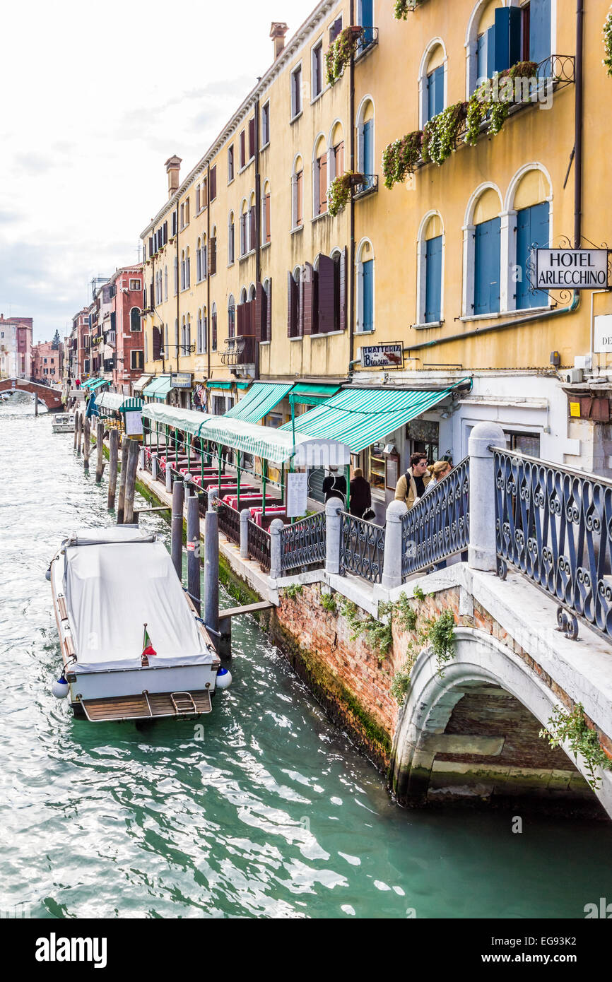 Buildings adjoining canal in Venice. Stock Photo