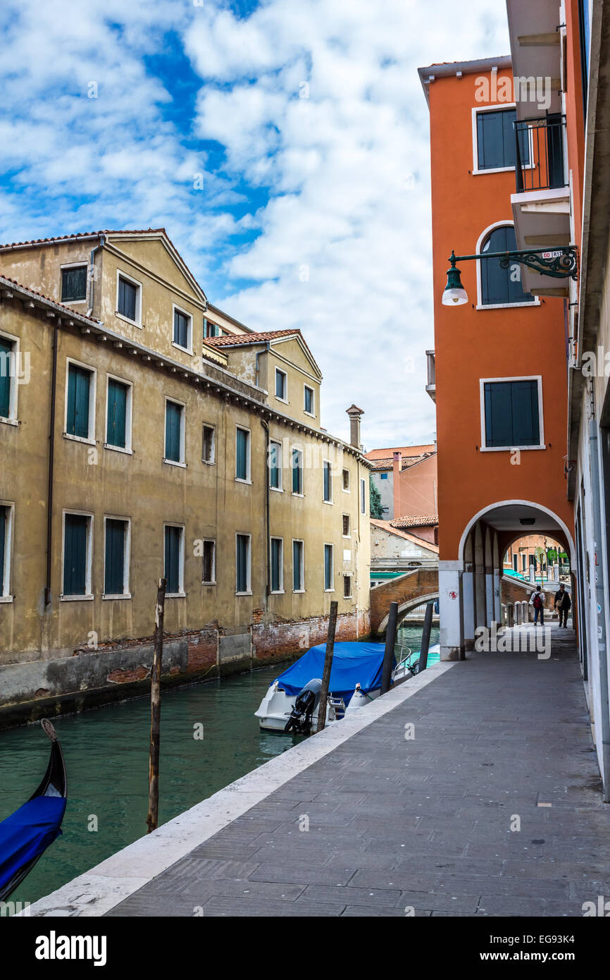 Buildings adjoining canal in Venice. Stock Photo