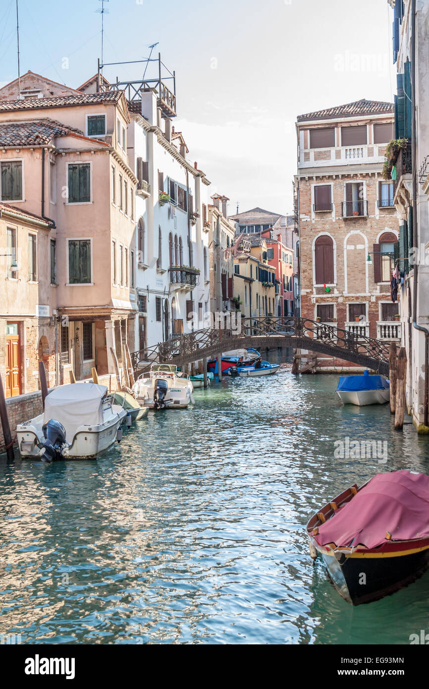 Buildings adjoining canal in Venice. Stock Photo