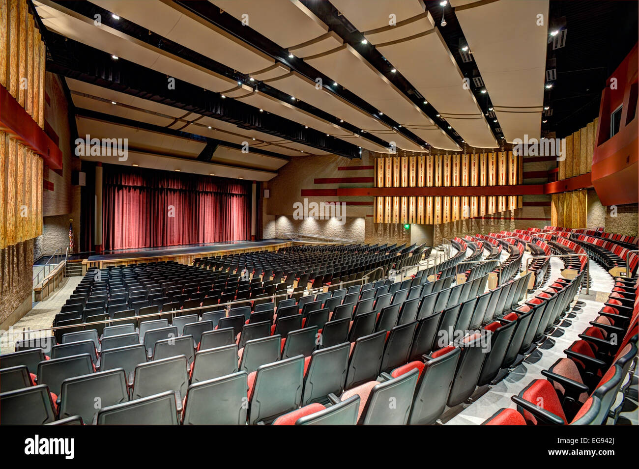 The interior of a modern high school auditorium. Stock Photo
