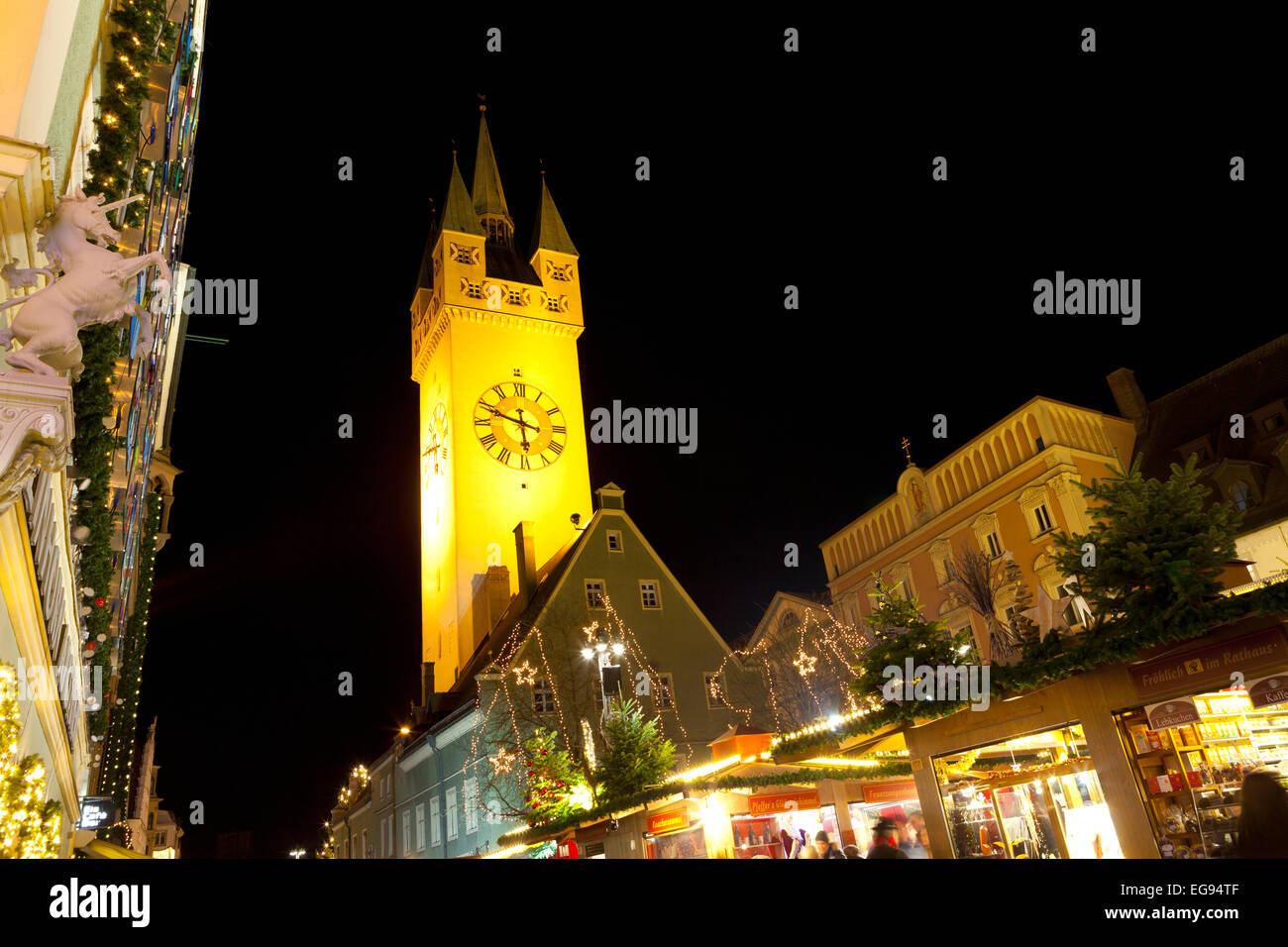 Christmas Market and Giant Advent Calender in Staubing, Bavaria, Germany Stock Photo