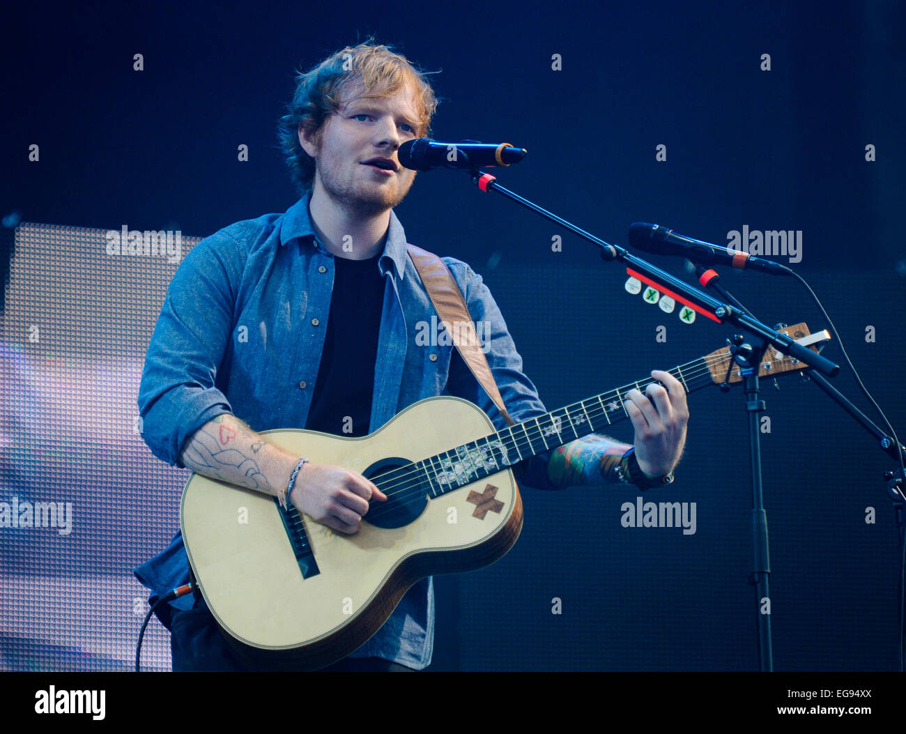 V Festival 2014 - Weston Park - Day 2 - Performances Featuring: Ed Sheeran Where: Stafford, United Kingdom When: 17 Aug 2014 Stock Photo