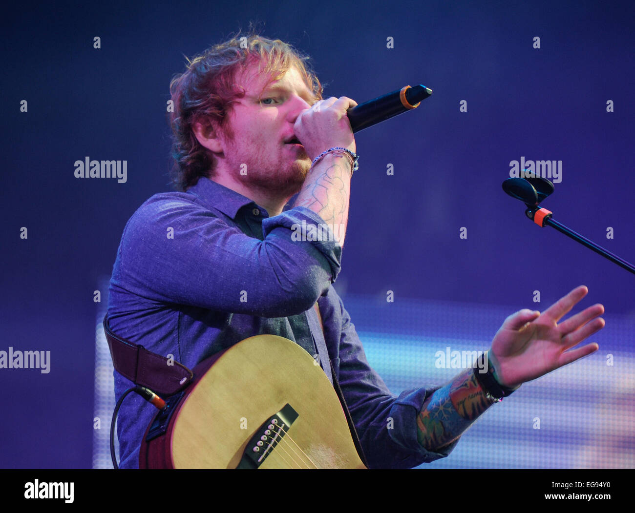 V Festival 2014 - Weston Park - Day 2 - Performances Featuring: Ed Sheeran Where: Stafford, United Kingdom When: 17 Aug 2014 Stock Photo