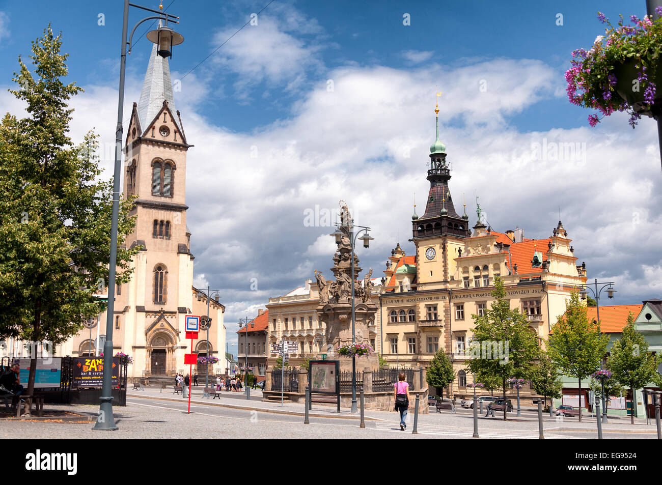 Old European square in Kladno city, Czech Republic, Europe Stock Photo