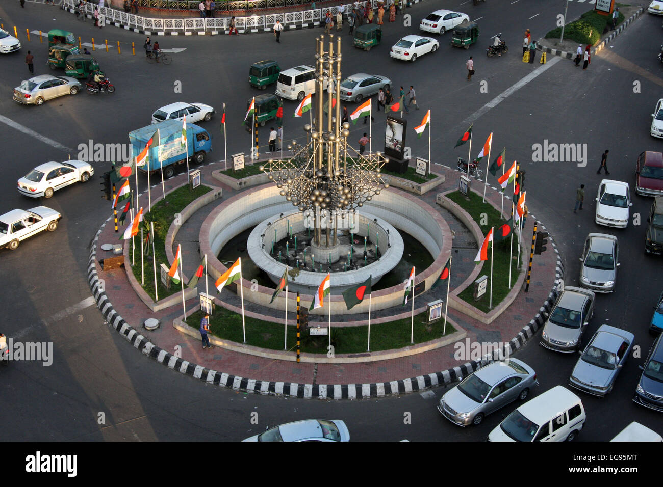 September 2011. Dhaka skyline, SAARC Fountain, at Panthapath in Dhaka