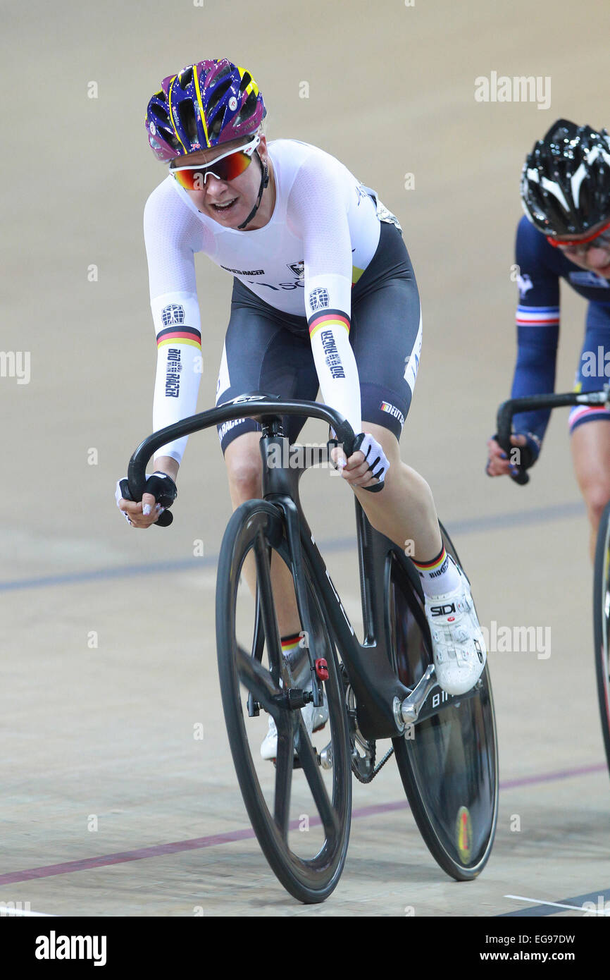18.02.2015. Saint Quentin en Yvelines, Paris, France. World Champiships indoor pursuit cycling for women. Stephanie POHL (GER) Stock Photo
