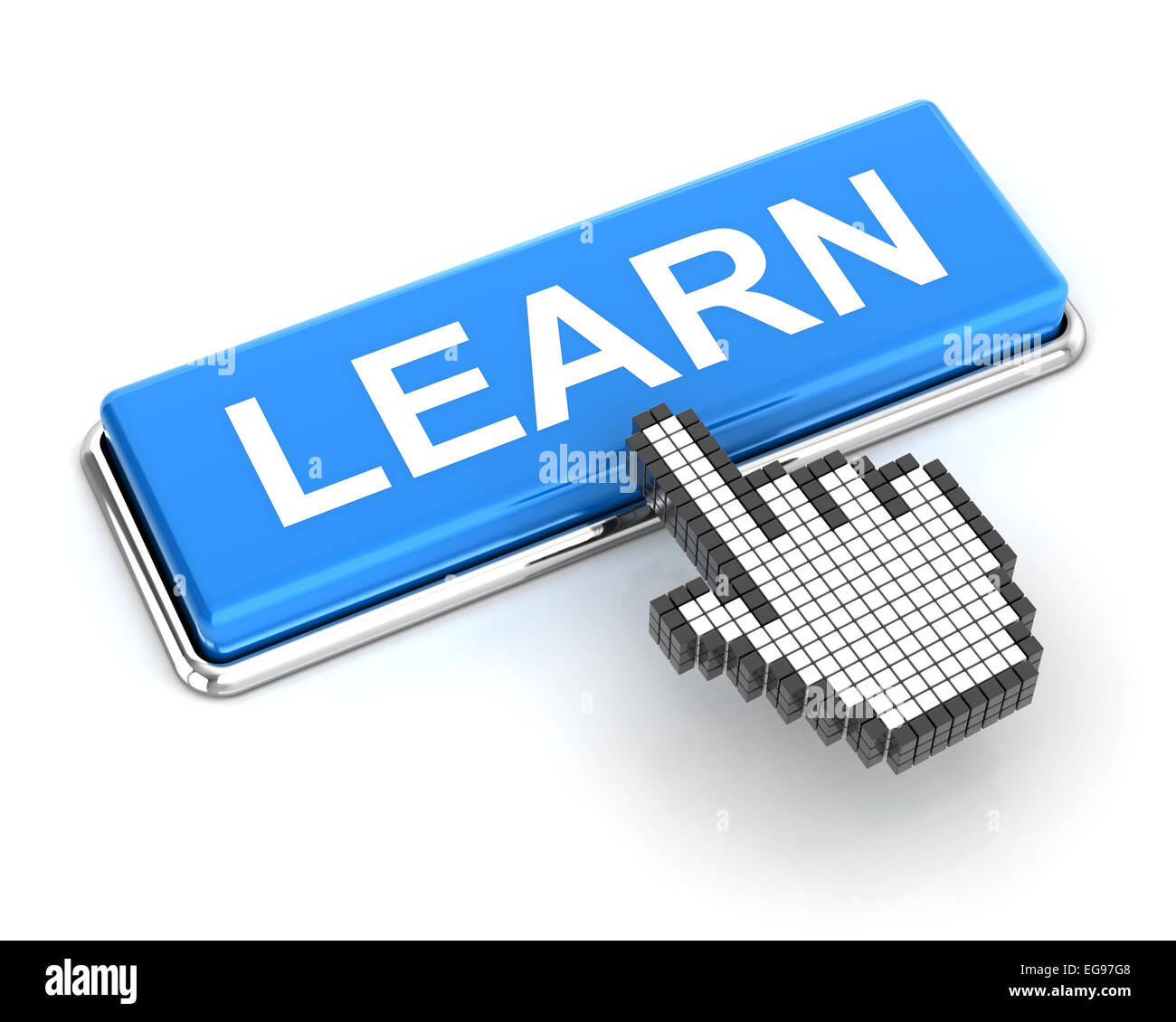 Clicking a learn button, 3d render Stock Photo