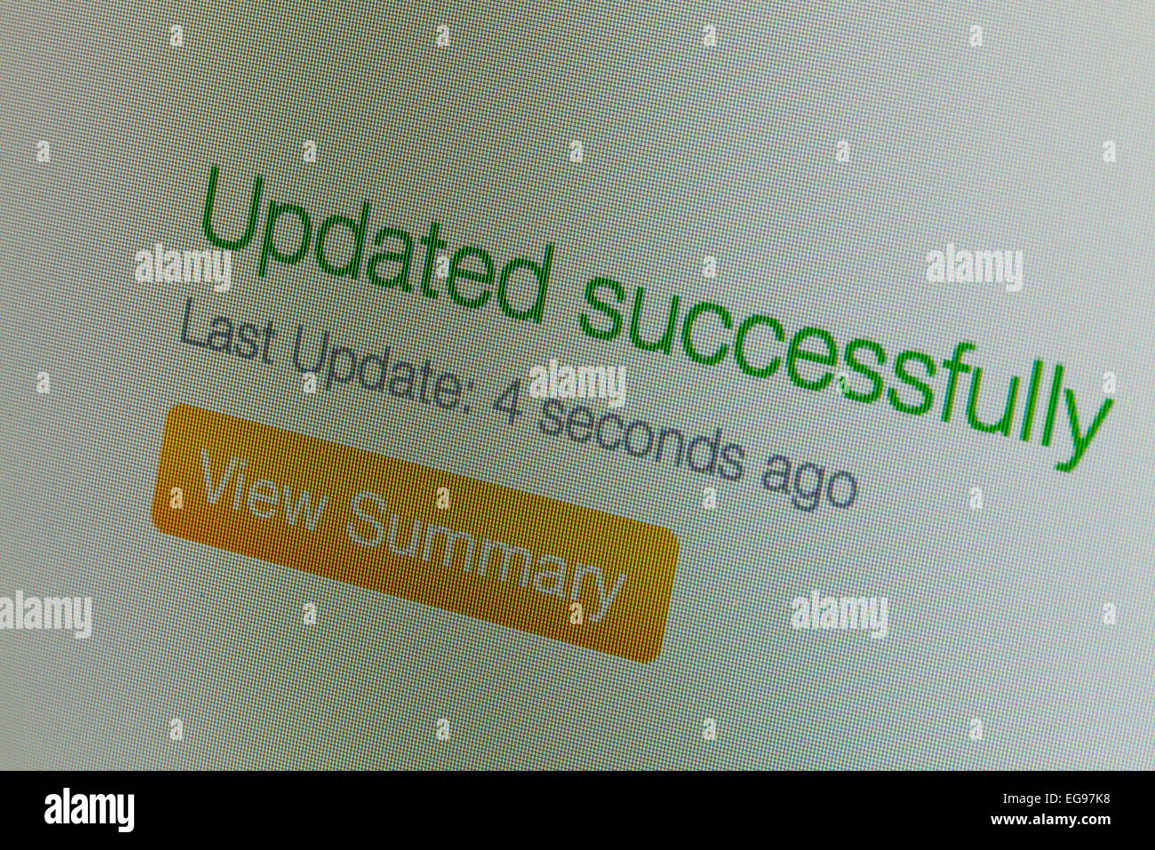 Updated Successfully Message On LCD Computer Screen Stock Photo - Alamy