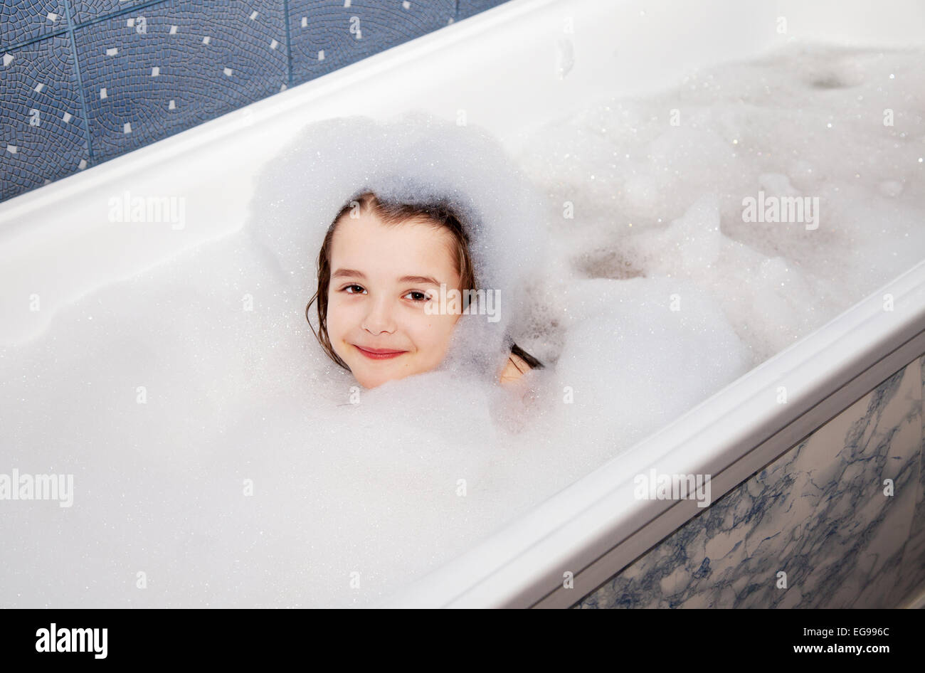 one girl is bathing