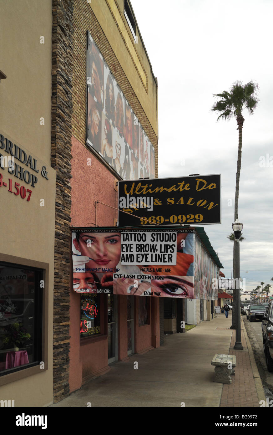 Ultimate Do Spa and Salon in downtown Weslaco, Texas, USA. Stock Photo