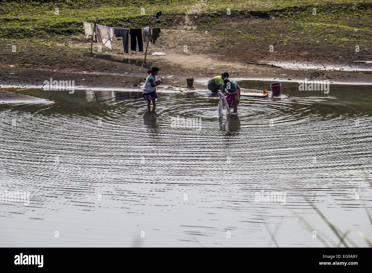 Sivasagar Rivers Sivasagar, Assam, India. 20th Feb, 2015. Indian women washing cloths ...