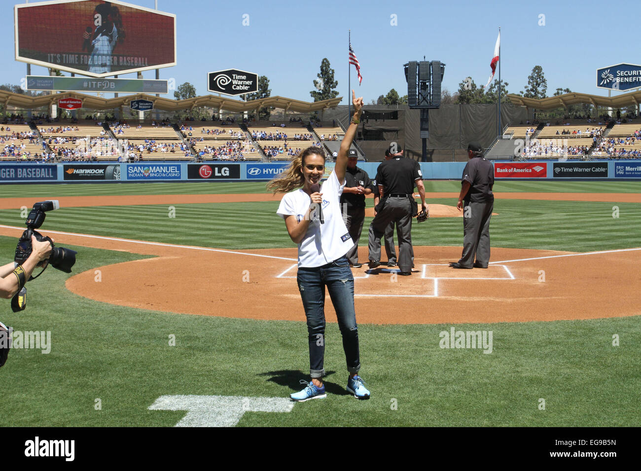 Celebrities attend los angeles dodgers hi-res stock photography