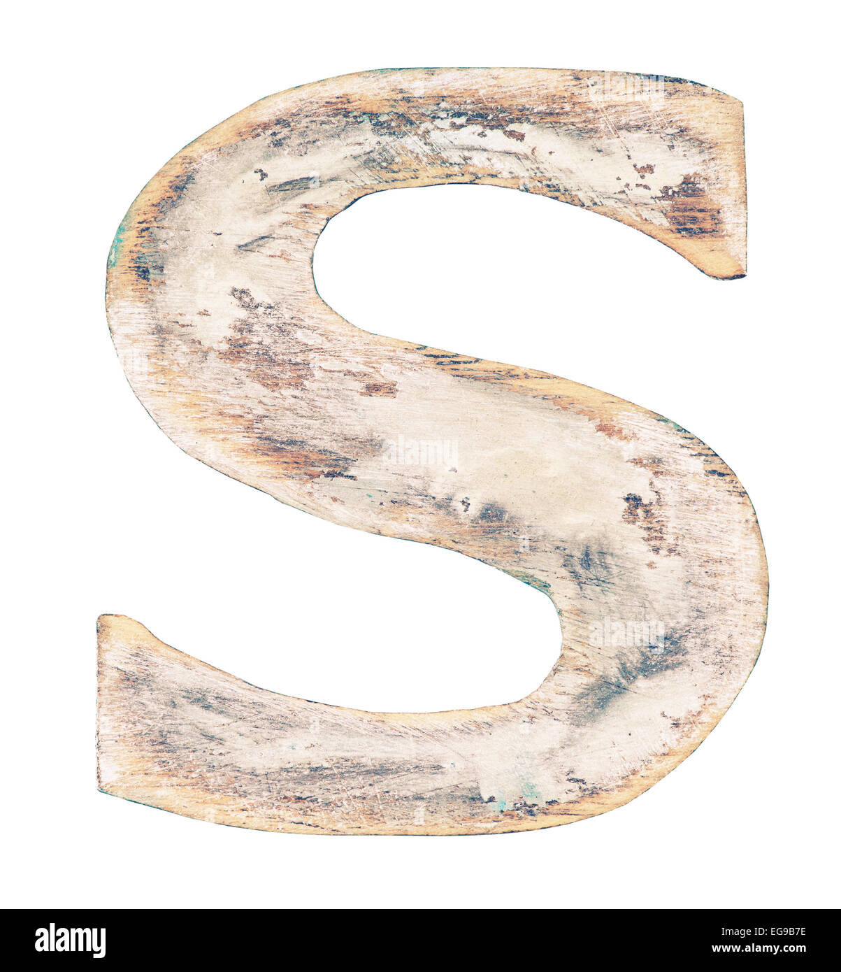 Painted on wood alphabet, letter S Stock Photo