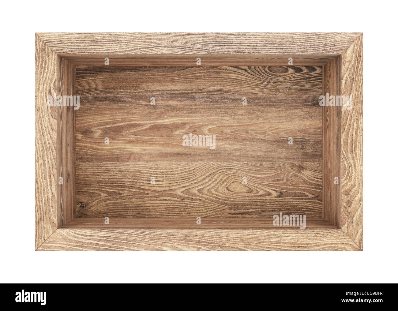 Empty wooden box isolated on white Stock Photo