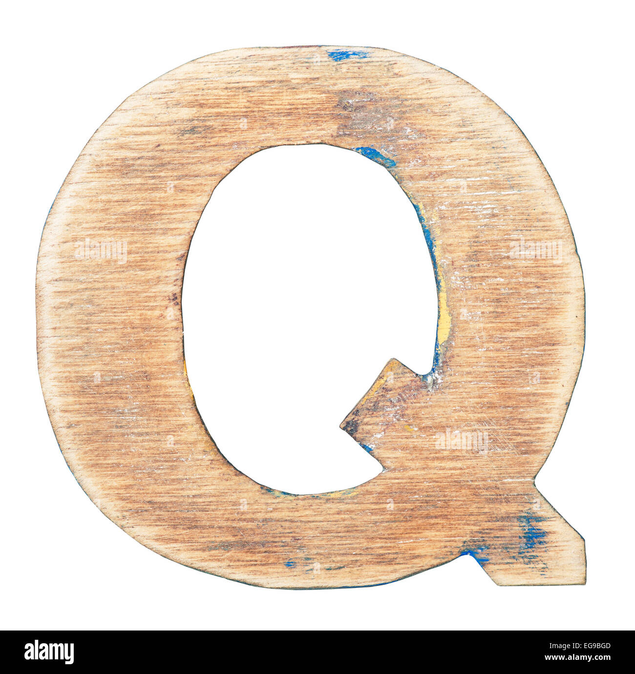 Painted on wood alphabet, letter Q Stock Photo