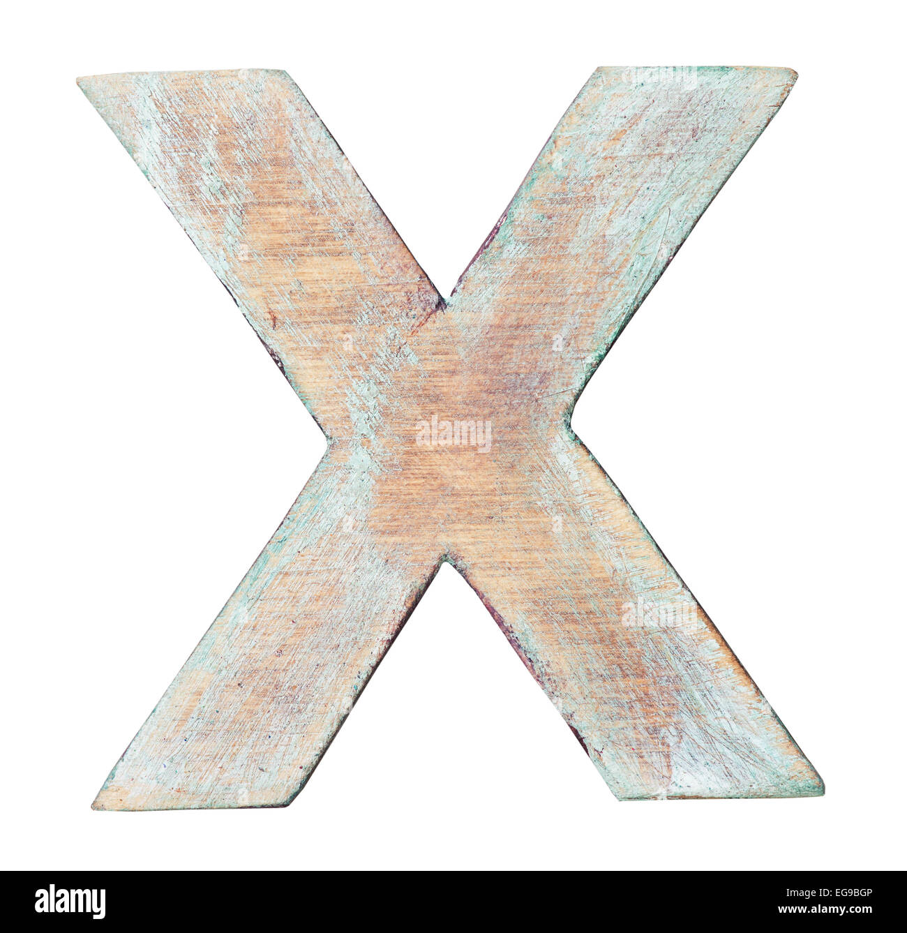 Painted on wood alphabet, letter X Stock Photo