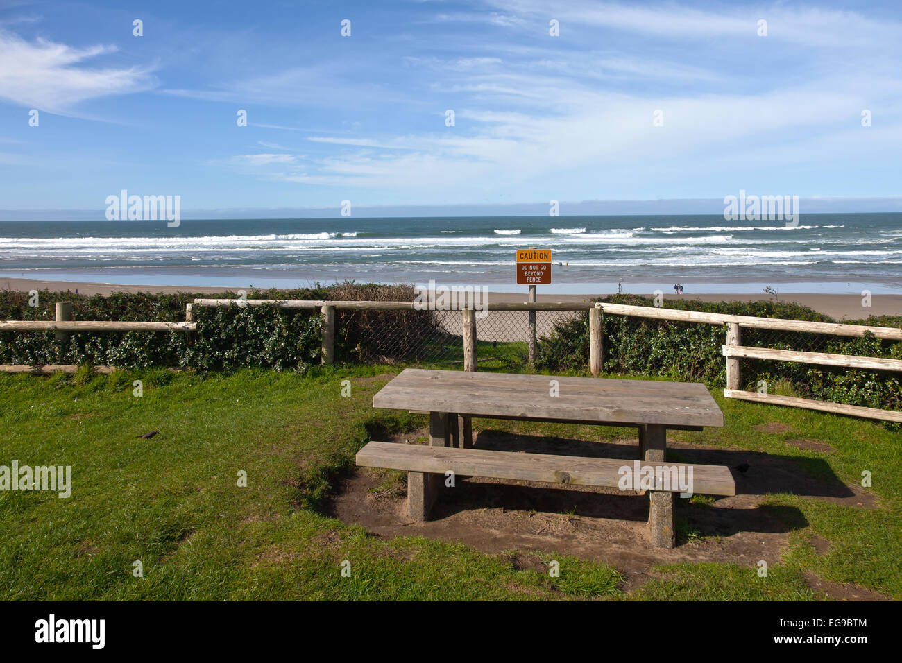 Ocean view from a park in Lincoln City Oregon. Stock Photo