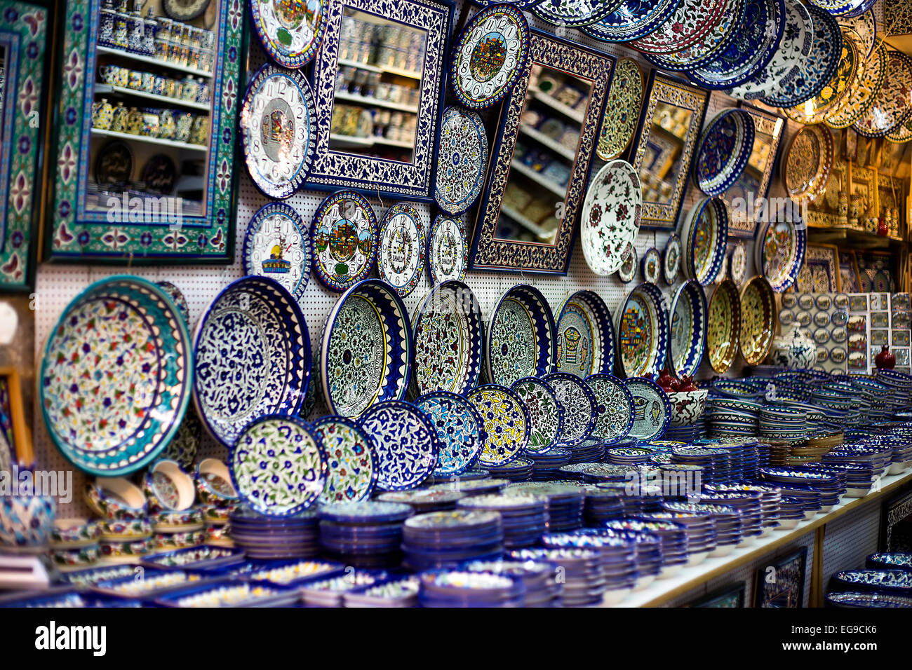 Armenian Ceramics for sale in Jerusalem, Old City, Israel Stock Photo