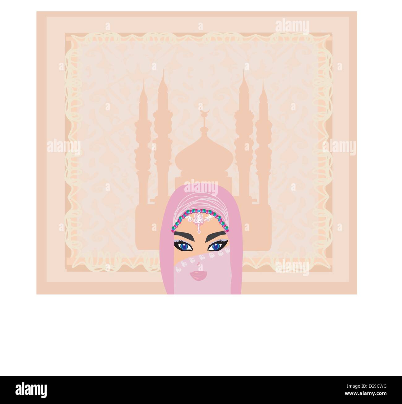 beautiful muslim women on mosque background Stock Vector Image & Art ...