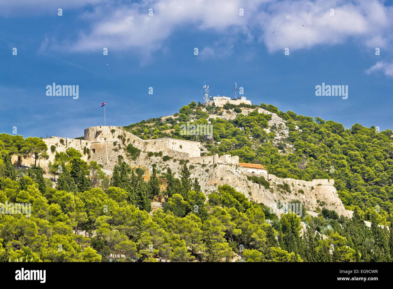 Fortica fortress view in town of Hvar, Dalmatia, Croatia Stock Photo
