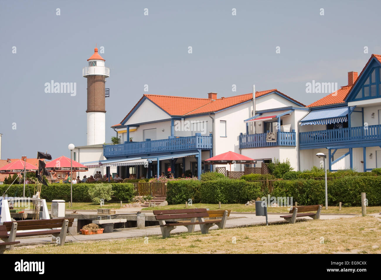 Port of Timmendorf , with lighthouse island of Poel, Mecklenburg-Western Pomerania, Germany, Europe Stock Photo