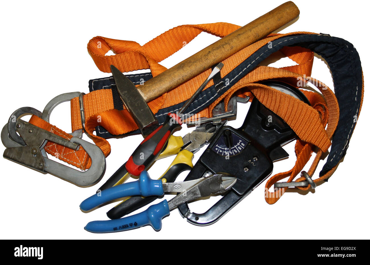 tools and safety equipment for industrial electrician Stock Photo