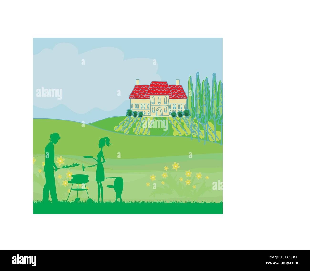 A vector illustration of a family having a picnic in a park Stock ...