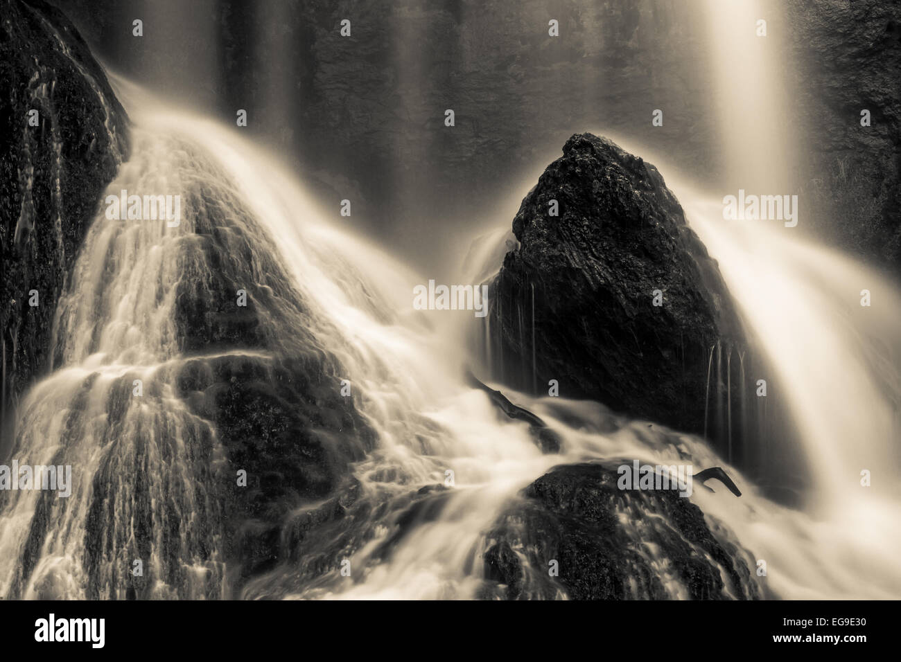 A long-time exposure photo of a waterfall Stock Photo