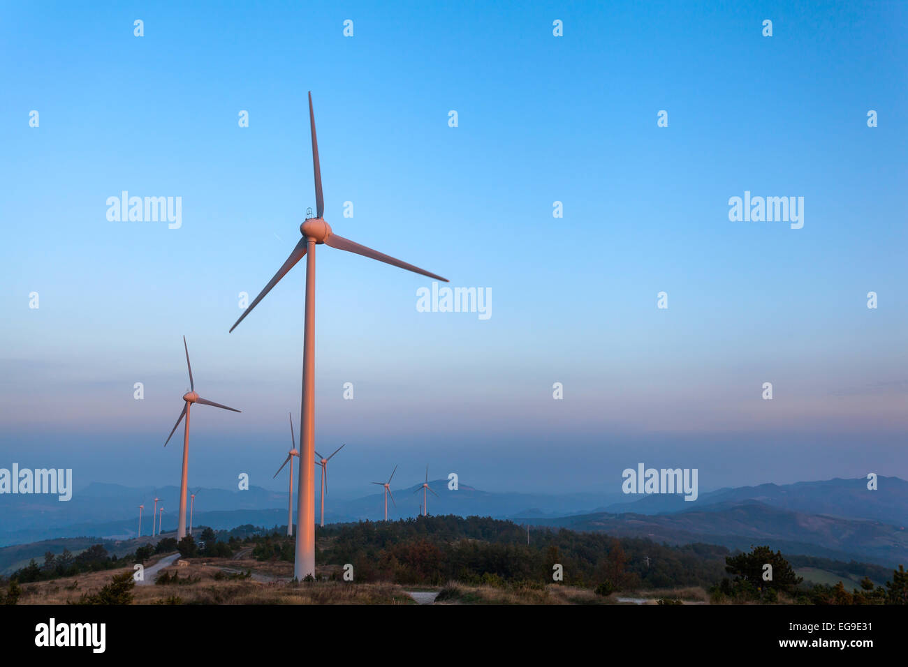 Windfarm in Monterenzio, Italy Stock Photo