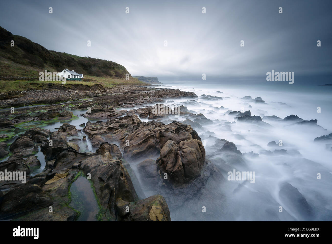 Ireland, Ballycastle, House by sea Stock Photo Alamy