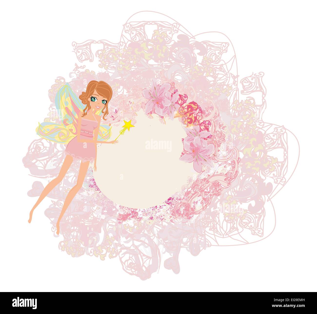 floral background with a beautiful fairy Stock Vector Image & Art - Alamy