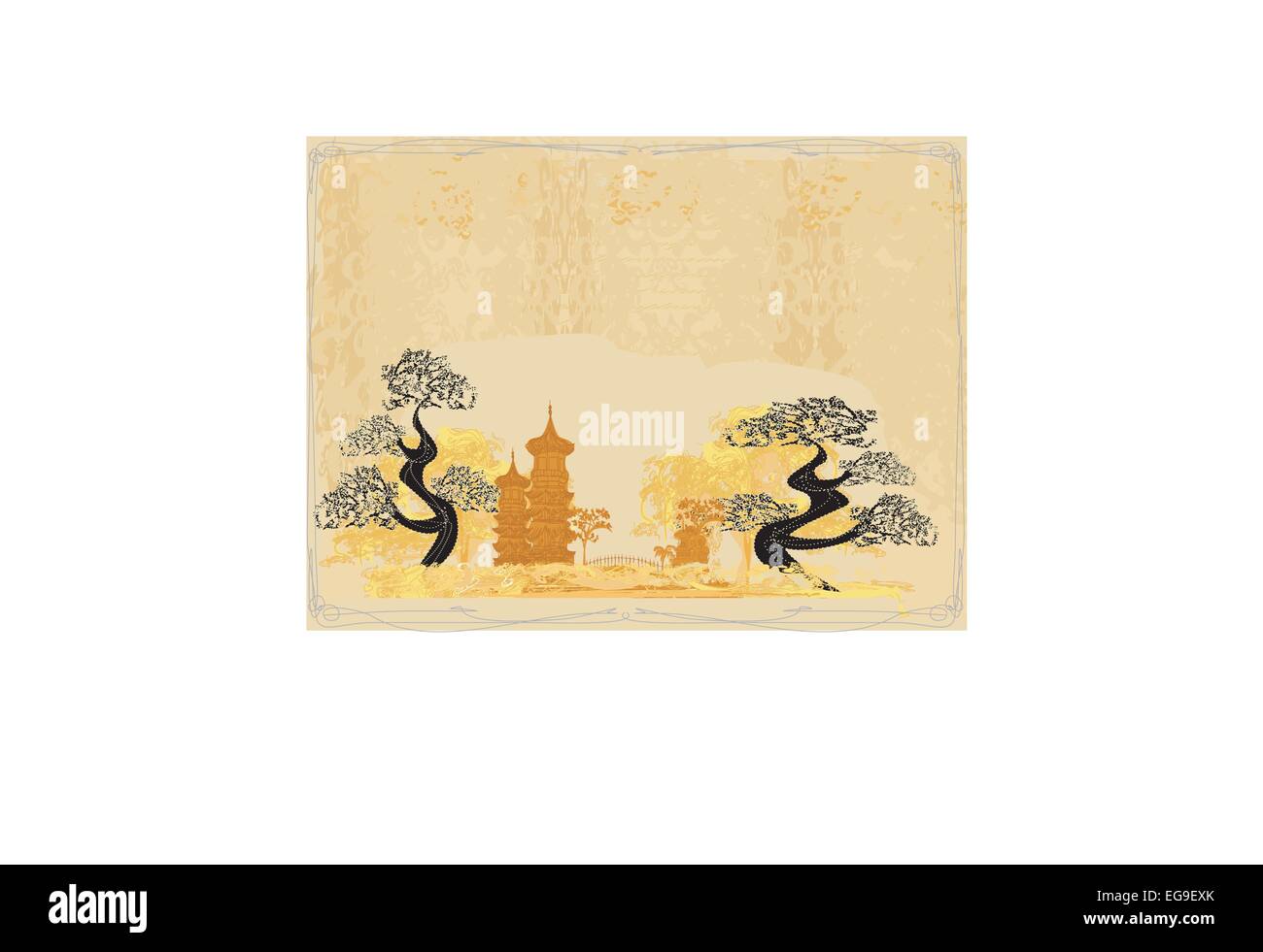Chinese landscape - abstract ancient buildings Stock Vector Image & Art ...