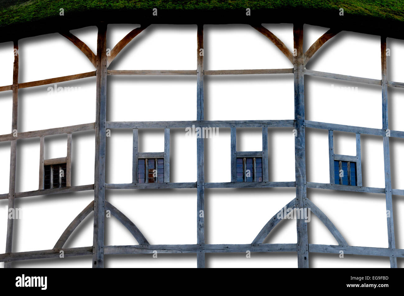 London, England, UK. Globe Theatre, Southwark. Digital image of beams only with drop shadow Stock Photo