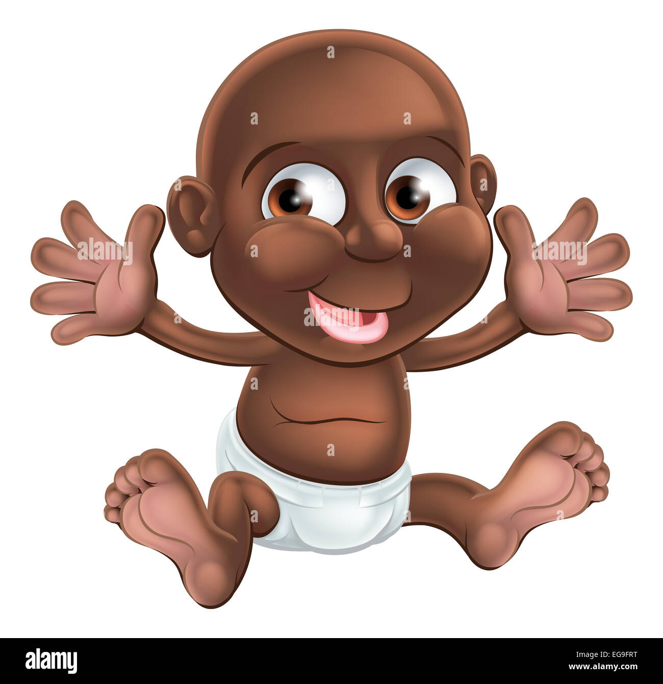 An illustration of a cute happy cartoon baby waving Stock Photo